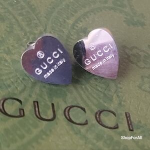 Gucci Metallic Heart Stud Earrings – 925 Sterling Silver